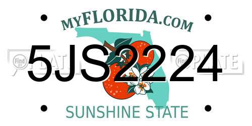 5JS2224 Florida License Plate