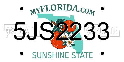 5JS2233 Florida License Plate