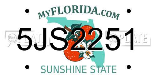 5JS2251 Florida License Plate