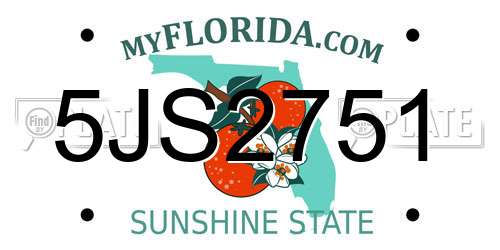 5JS2751 Florida License Plate
