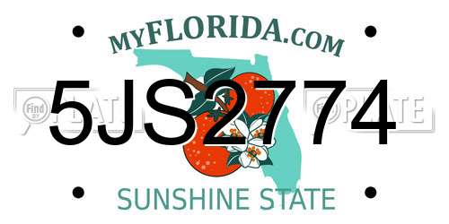 5JS2774 Florida License Plate