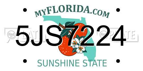 5JS7224 Florida License Plate