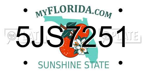 5JS7251 Florida License Plate