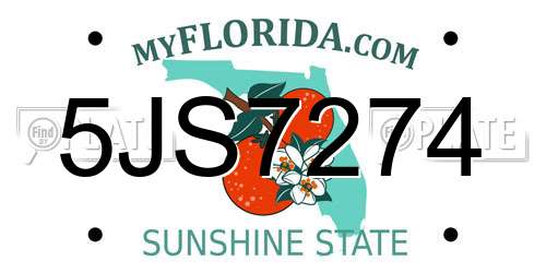 5JS7274 Florida License Plate