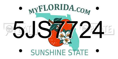 5JS7724 Florida License Plate