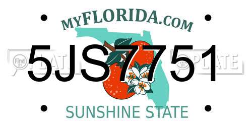 5JS7751 Florida License Plate