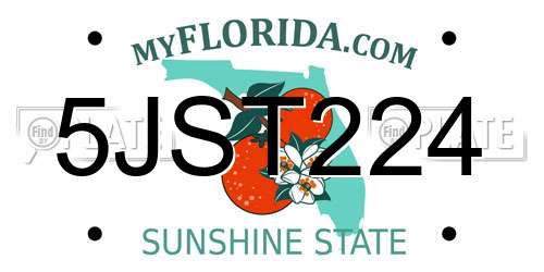 5JST224 Florida License Plate