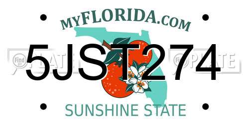 5JST274 Florida License Plate