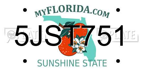 5JST751 Florida License Plate