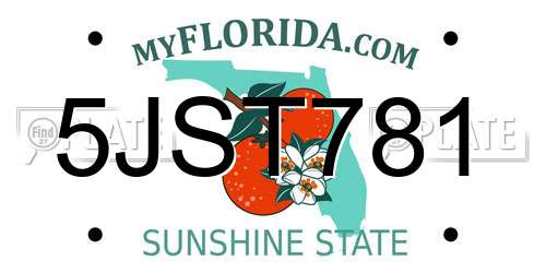 5JST781 Florida License Plate