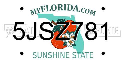 5JSZ781 Florida License Plate