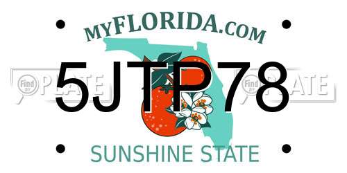 5JTP78 Florida License Plate