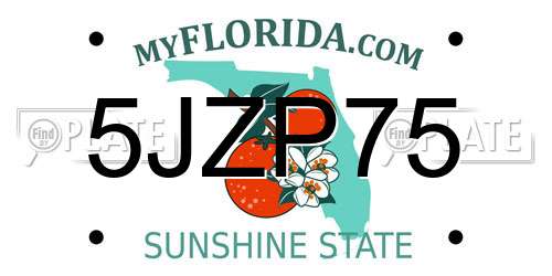 5JZP75 Florida License Plate