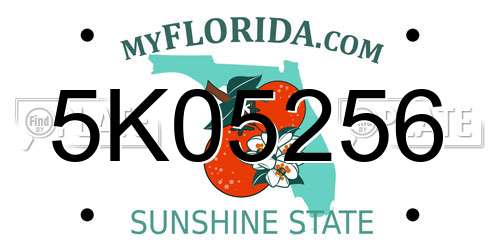 5K05256 Florida License Plate