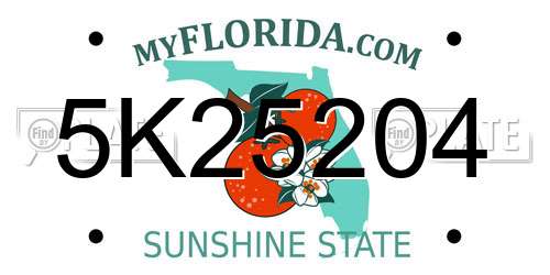 5K25204 Florida License Plate