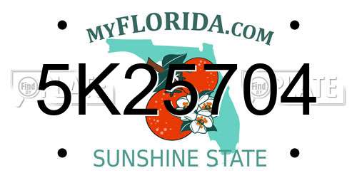 5K25704 Florida License Plate