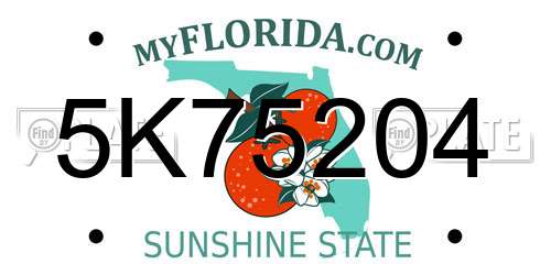 5K75204 Florida License Plate