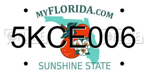 5KCE006 Florida License Plate