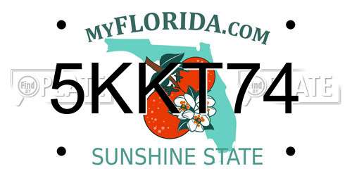 5KKT74 Florida License Plate