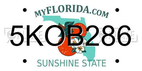 5KOB286 Florida License Plate