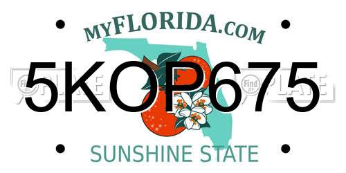 5KOP675 Florida License Plate