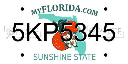 5KP5345 Florida License Plate