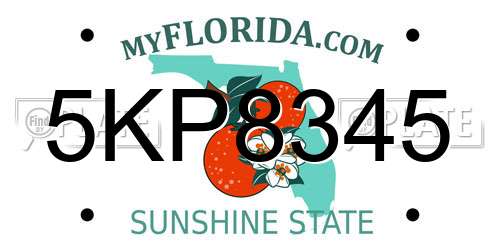 5KP8345 Florida License Plate