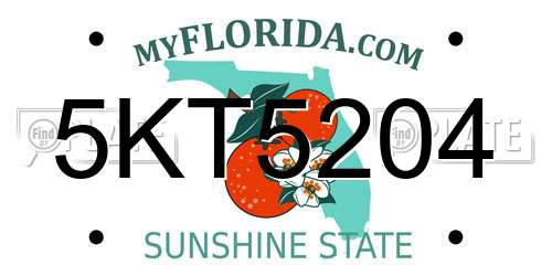 5KT5204 Florida License Plate