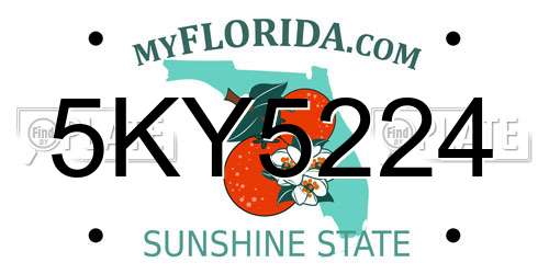 5KY5224 Florida License Plate
