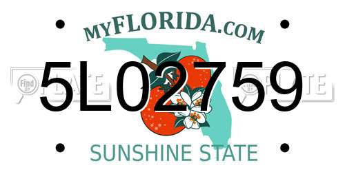 5L02759 Florida License Plate