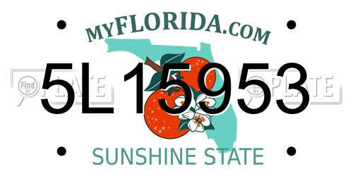 5L15953 Florida License Plate
