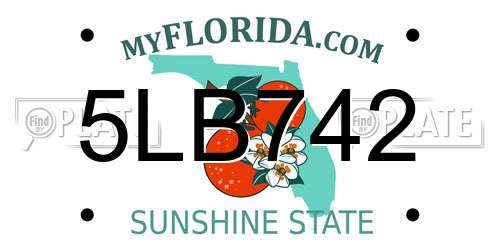 5LB742 Florida License Plate