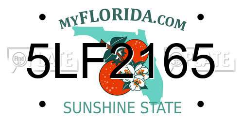 5LF2165 Florida License Plate