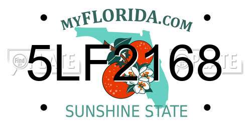 5LF2168 Florida License Plate