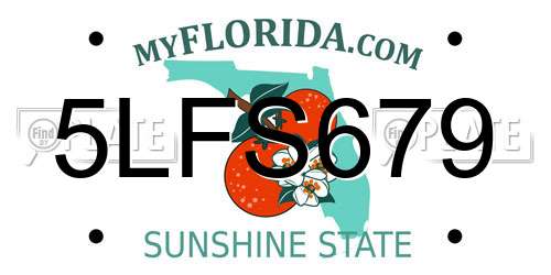 5LFS679 Florida License Plate