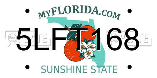 5LFT168 Florida License Plate