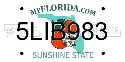 5LIB983 Florida License Plate