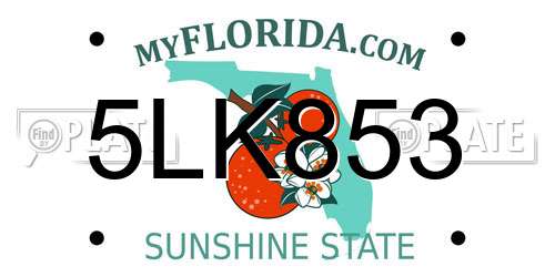 5LK853 Florida License Plate