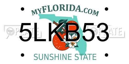 5LKB53 Florida License Plate