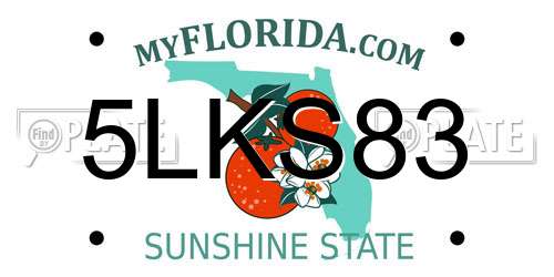 5LKS83 Florida License Plate