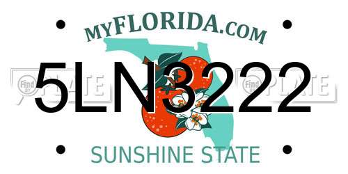 5LN3222 Florida License Plate