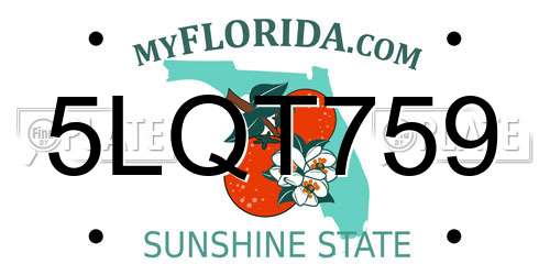 5LQT759 Florida License Plate