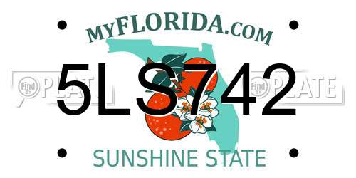 5LS742 Florida License Plate