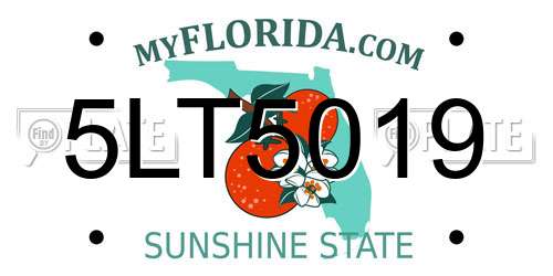 5LT5019 Florida License Plate