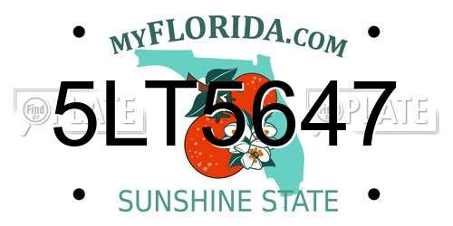 5LT5647 Florida License Plate
