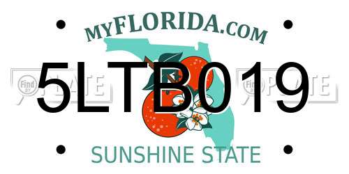 5LTB019 Florida License Plate