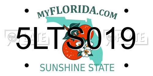 5LTS019 Florida License Plate