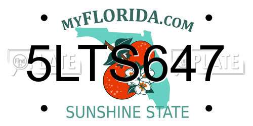 5LTS647 Florida License Plate