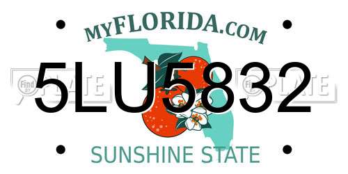 5LU5832 Florida License Plate