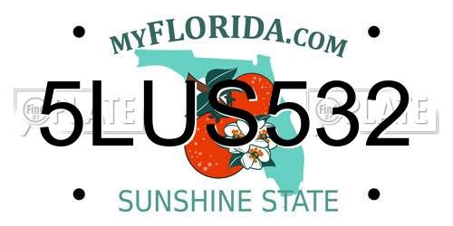 5LUS532 Florida License Plate